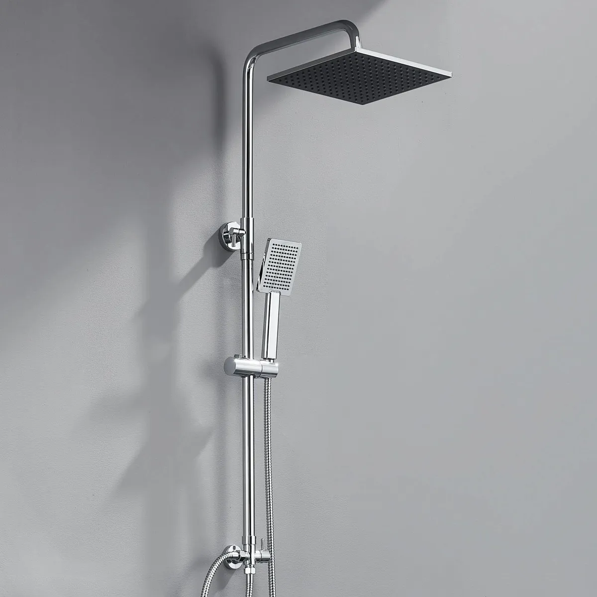 Adjustable Shower Riser Rail Kit 10 Square Rainfal - Image 1