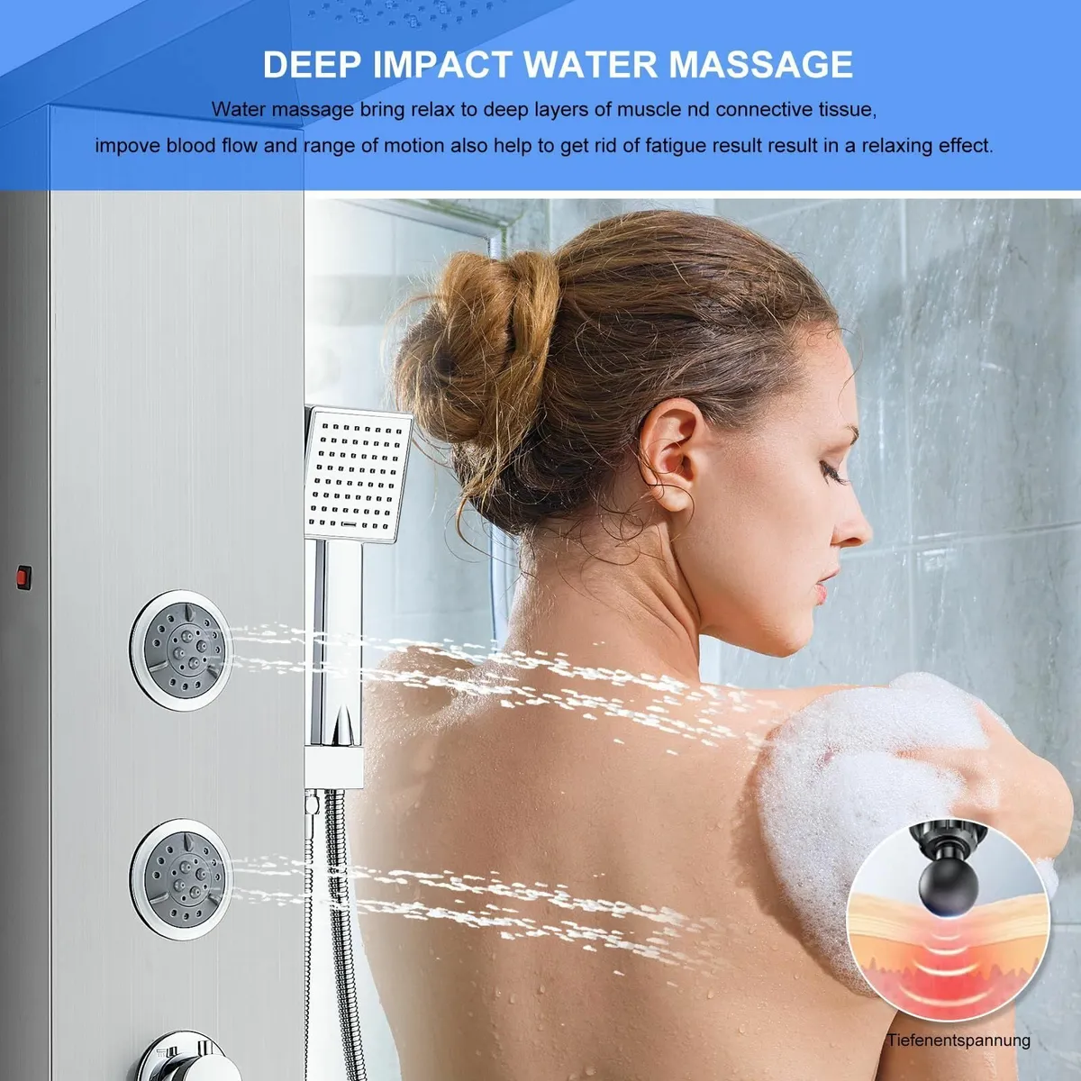 Shower Panel Column Tower- Waterfall Rainfall Head - Image 4