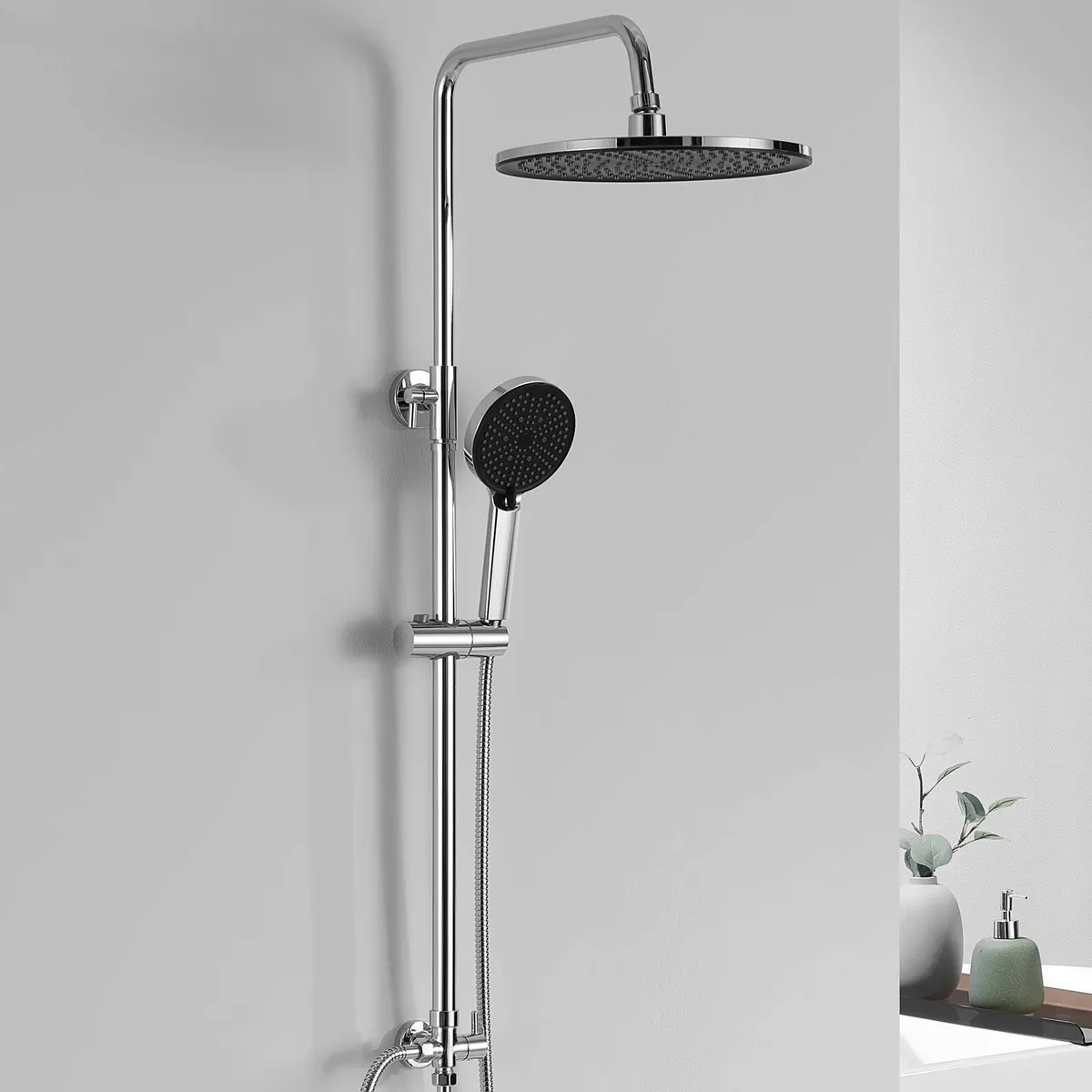 Shower Riser Kit 10 Round Rainfall Head 4 Spray Mo - Image 1