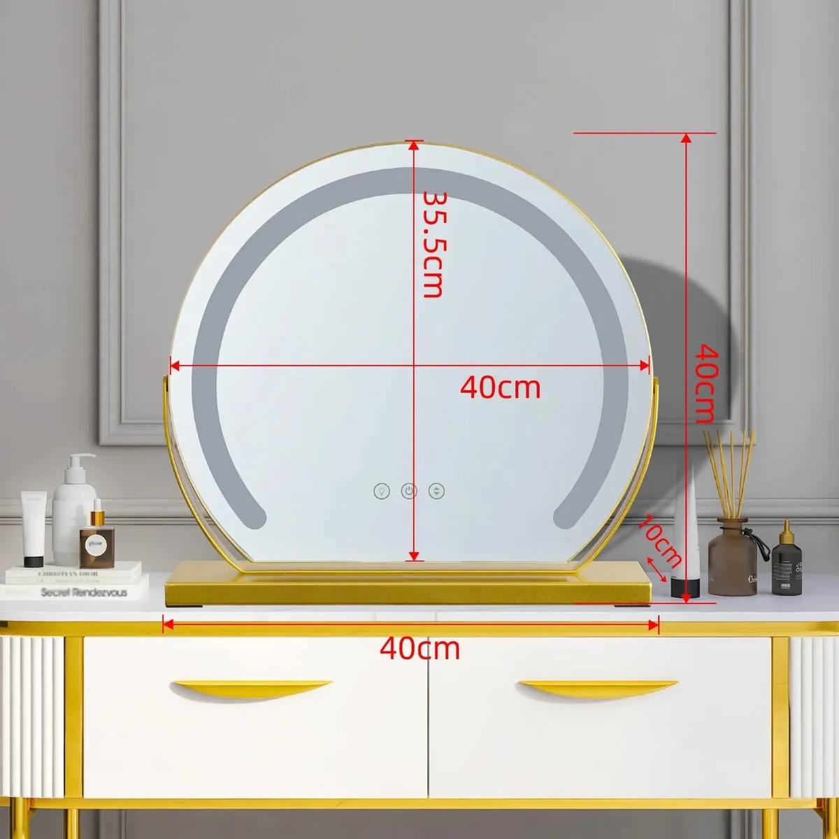 Vanity Mirror Lights 15.74 Inch 360° Rotating Gold - Image 2