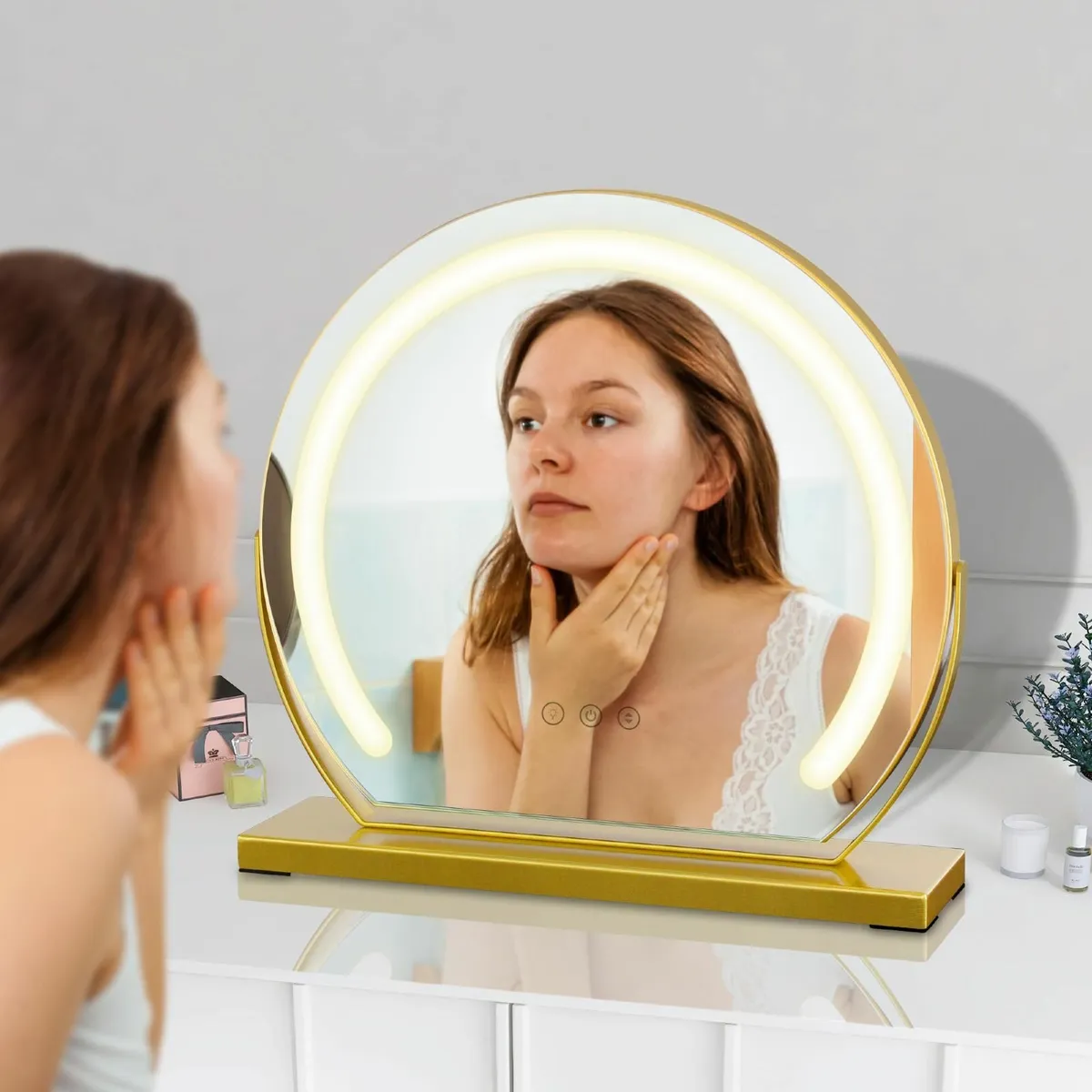 Vanity Mirror Lights 15.74 Inch 360° Rotating Gold - Image 3