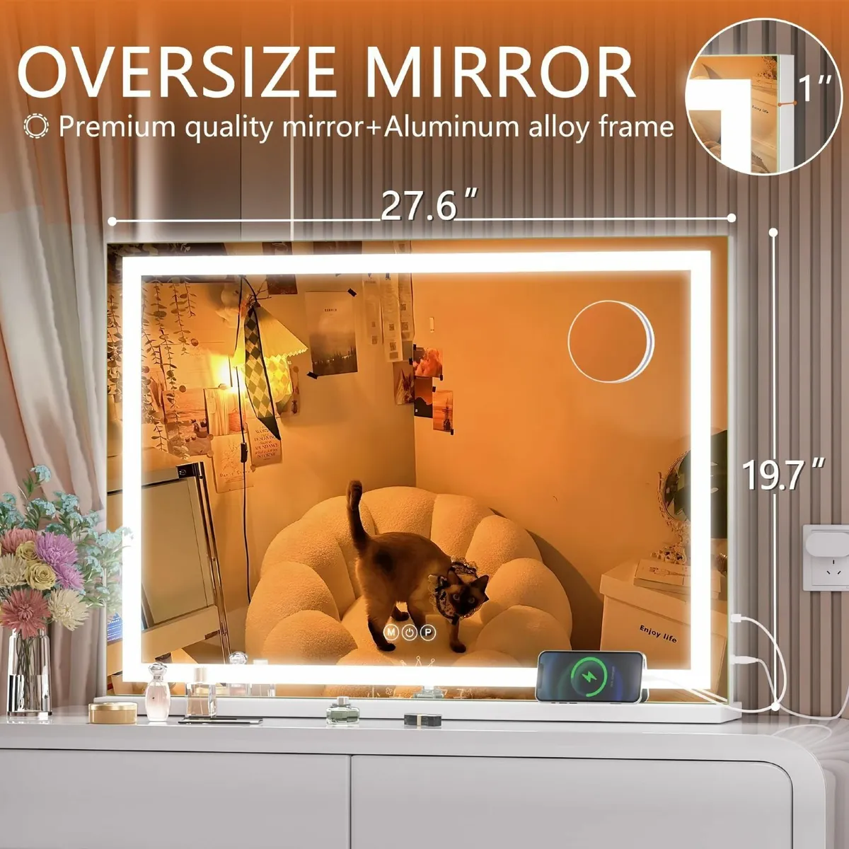 Vanity Mirror Lights 70 x 50cm LED Makeup Lighted - Image 2