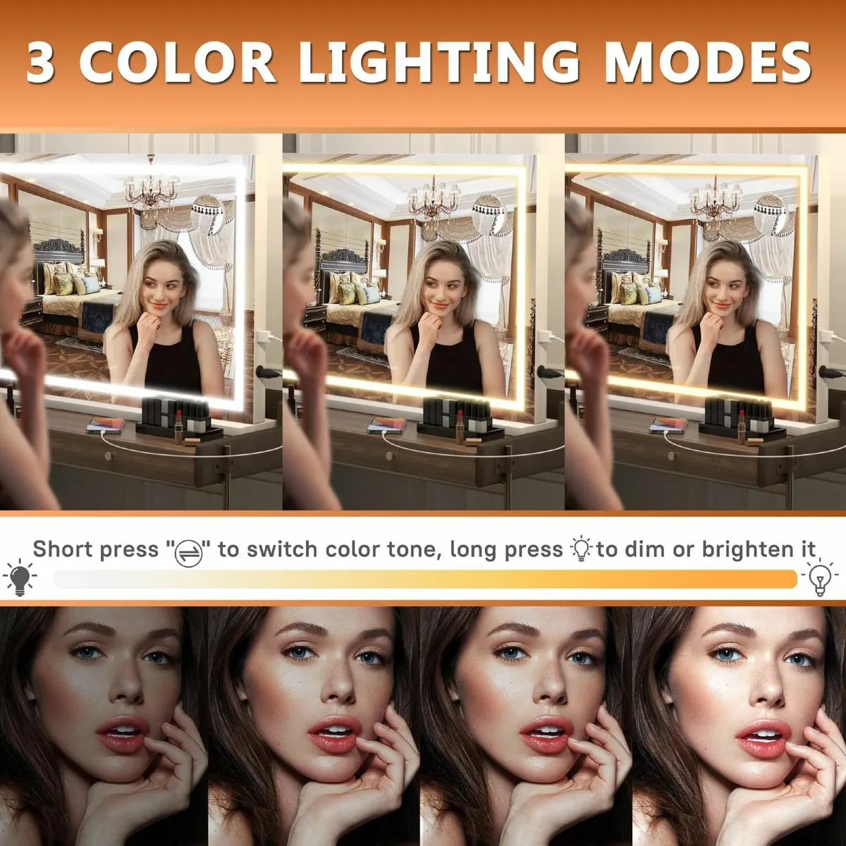 Vanity Mirror Lights 70 x 50cm LED Makeup Lighted - Image 3