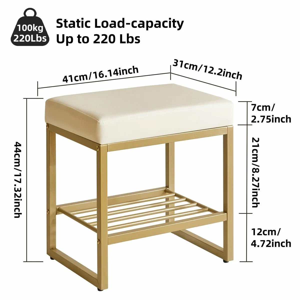 Square Dressing Table Stool Vanity Chair Adjustabl - Image 3