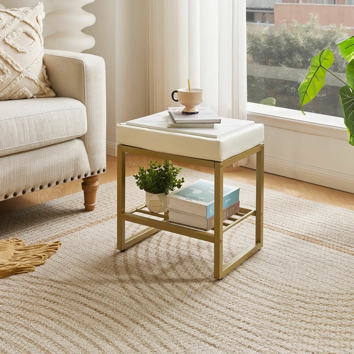 Square Dressing Table Stool Vanity Chair Adjustabl - Image 4