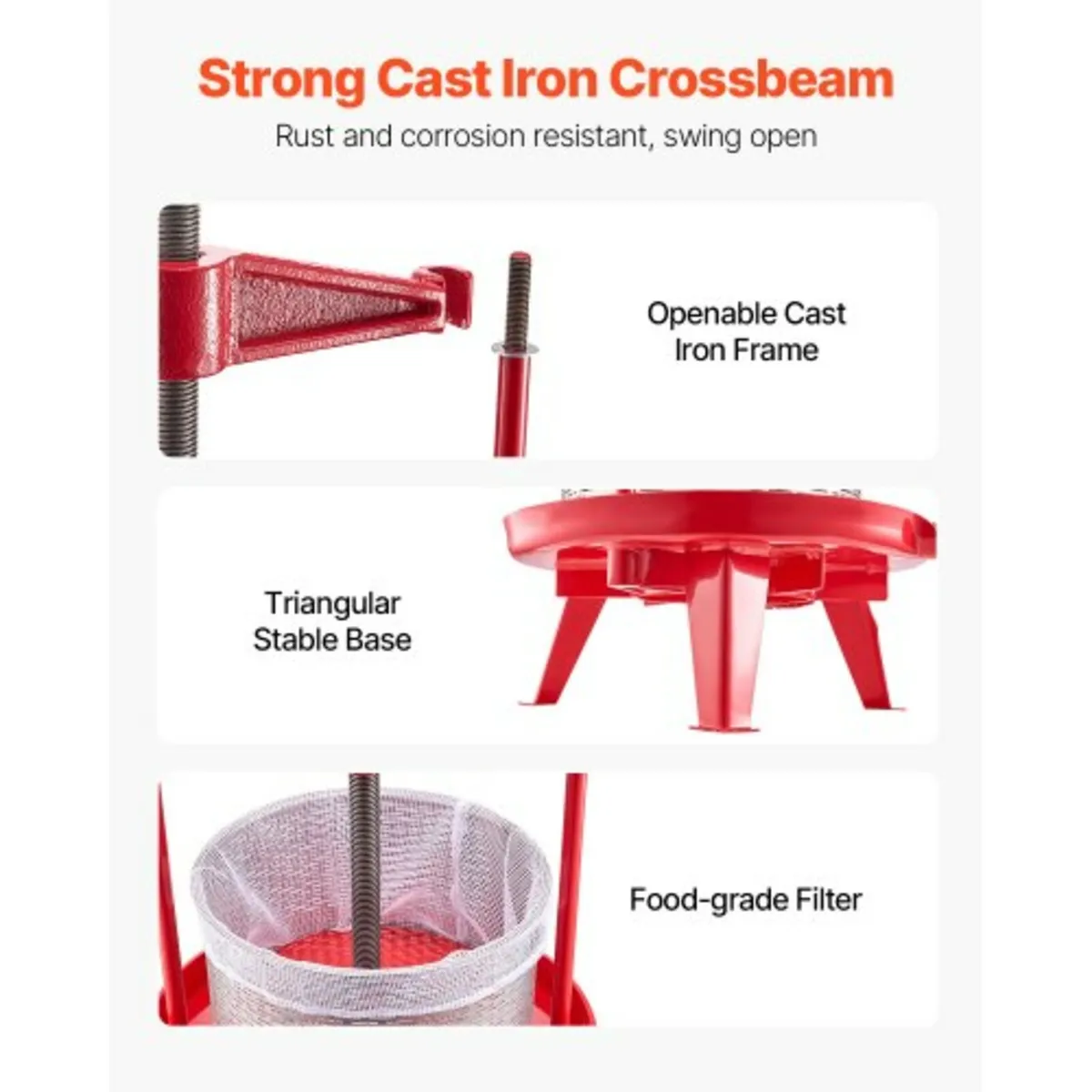 2.38 Gal/9L Fruit Wine Press, Stainless Steel Bask - Image 4