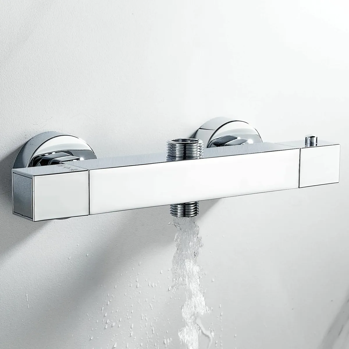 Square Thermostatic Shower Mixer Bar Two Outlet Br - Image 2