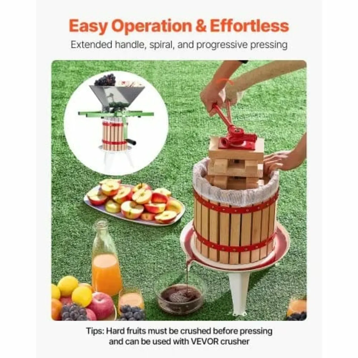 3.2 Gal/12L Fruit Wine Press, Solid Wood Basket wi - Image 4