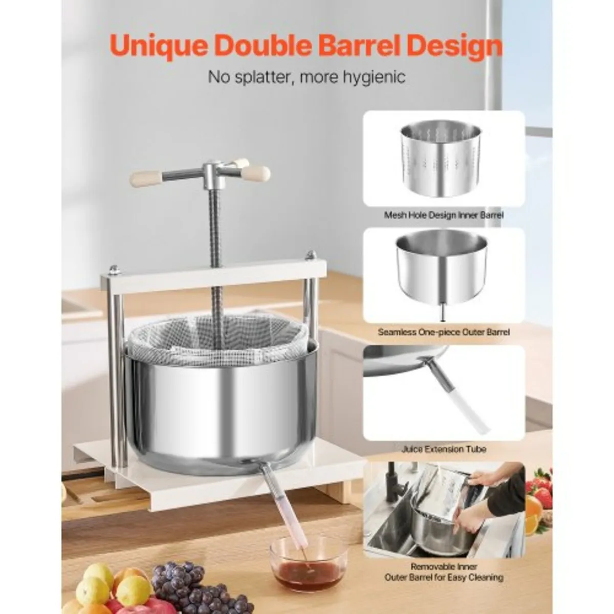 3.17 Gal/12L Fruit Wine Press, 2 Stainless Steel B - Image 2