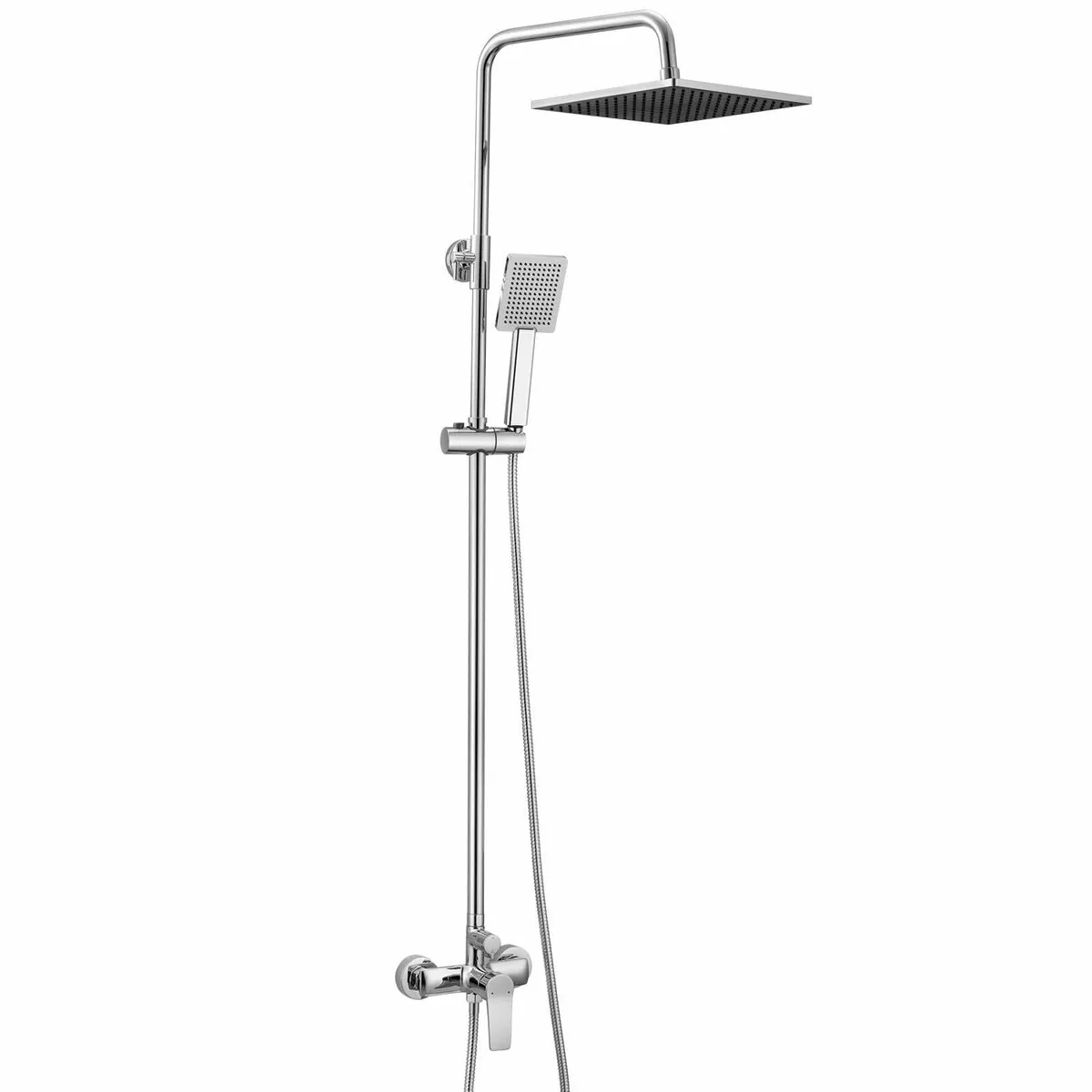 Shower Mixer Set 10 Square Rainfall Head Solid Bra - Image 1