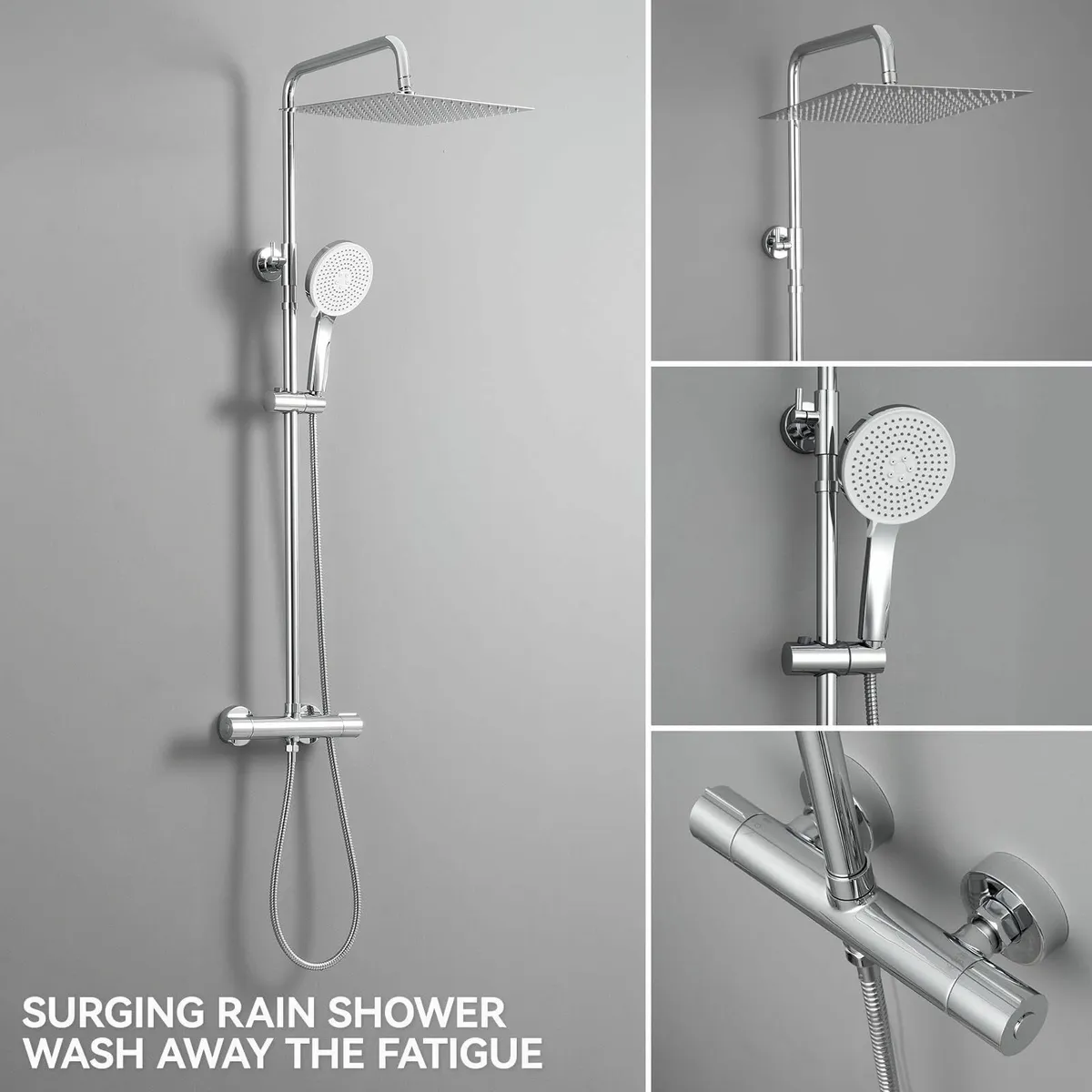 Thermostatic Shower Mixer Set 12 Square Rainfall H - Image 2