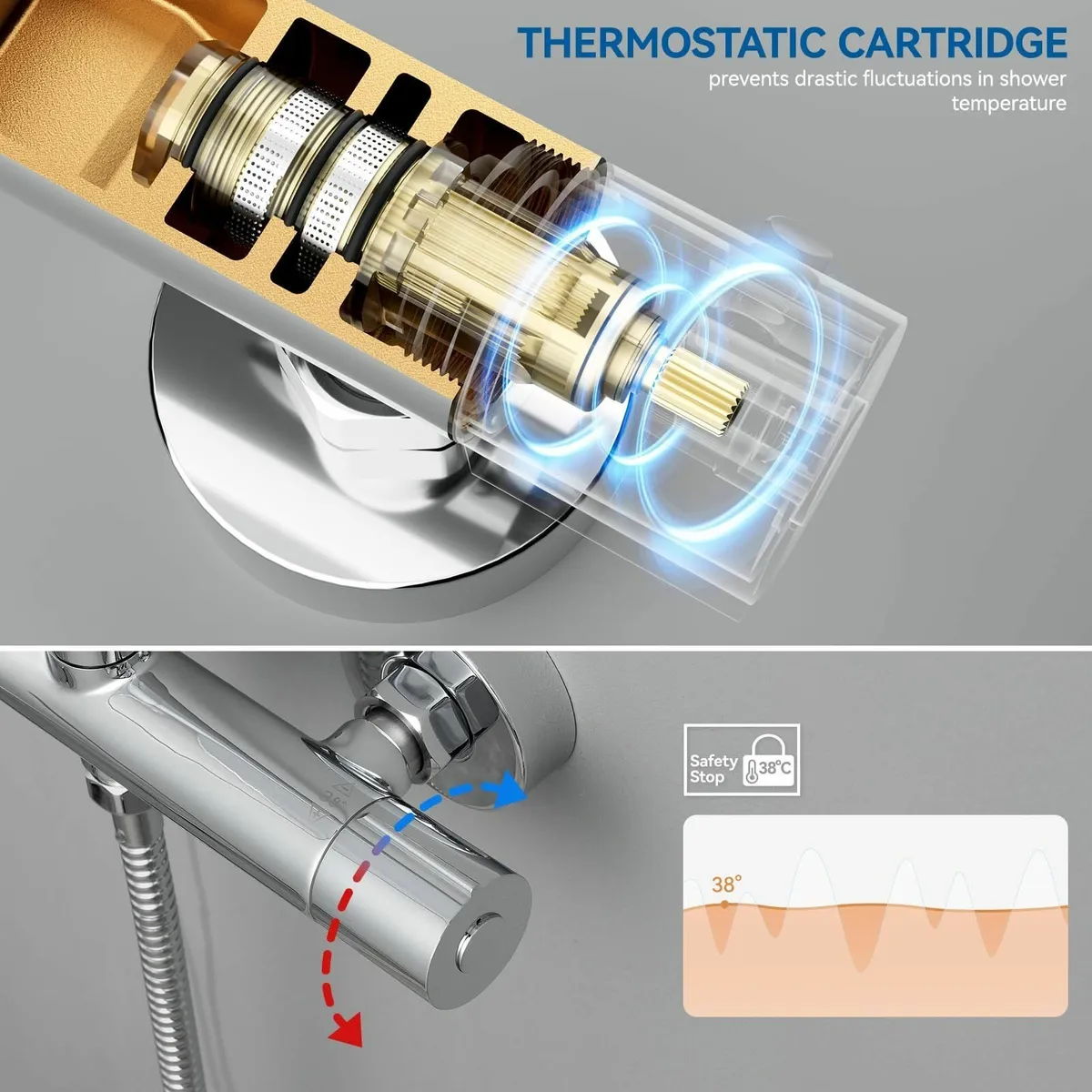 Thermostatic Shower Mixer Set 12 Square Rainfall H - Image 3