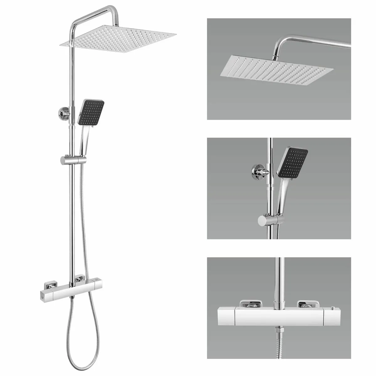 Thermostatic Shower Mixer Set 12 Square Rainfall H - Image 2