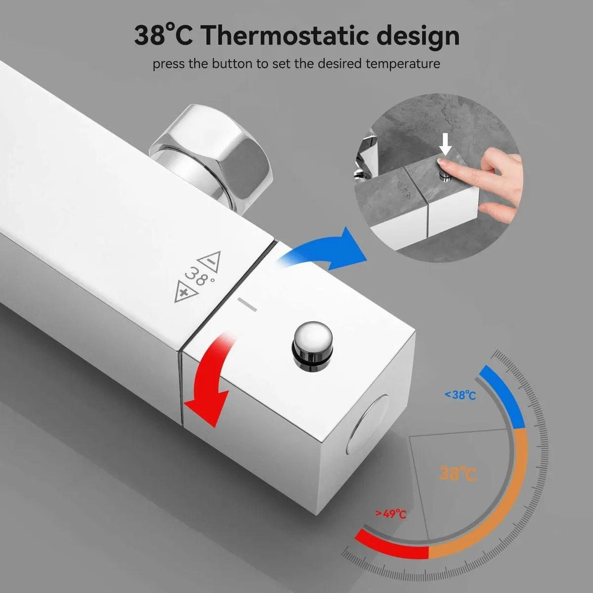Thermostatic Shower Mixer Set 12 Square Rainfall H - Image 4