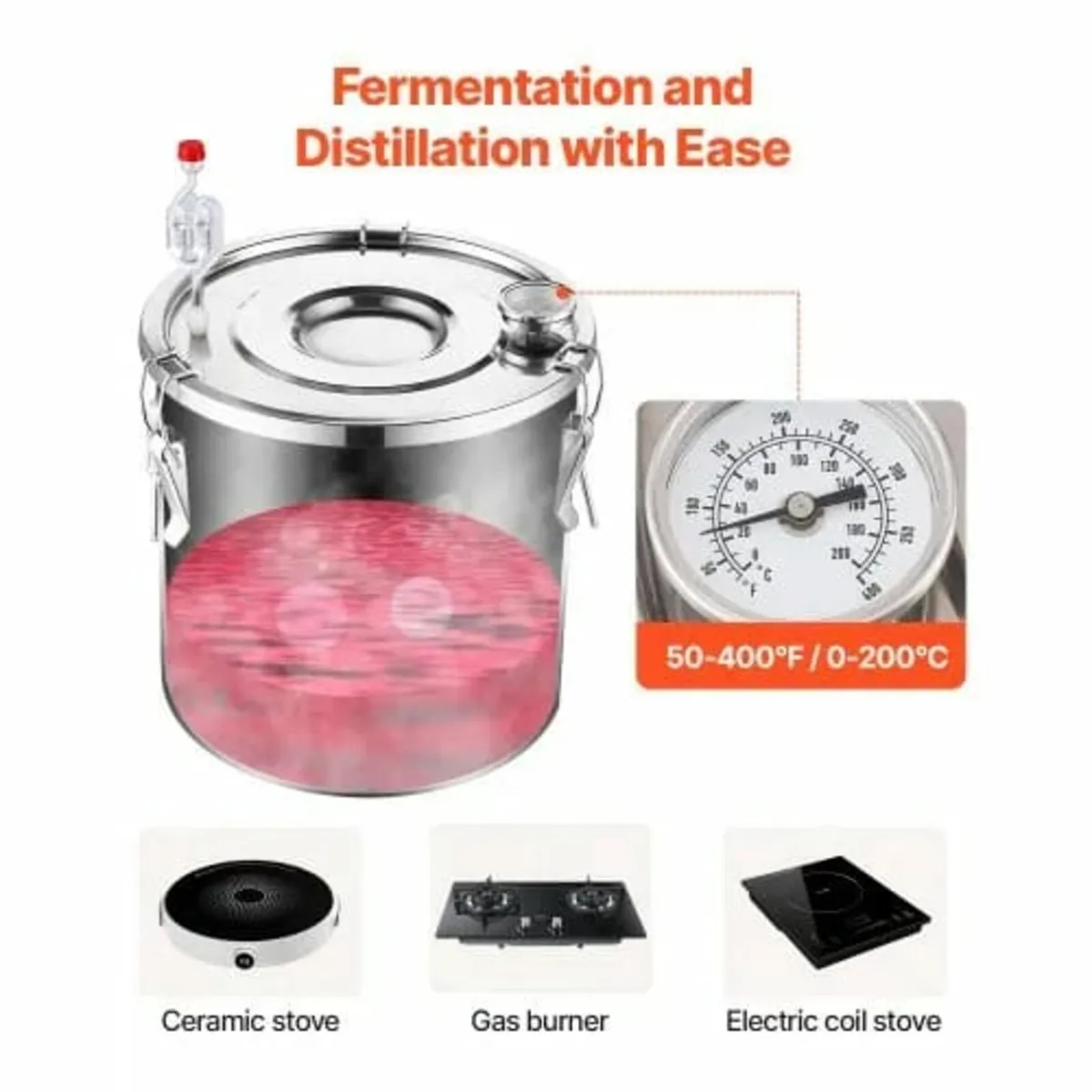 Alcohol Still, 13.2 Gal / 50 L Stainless Steel Wat - Image 2