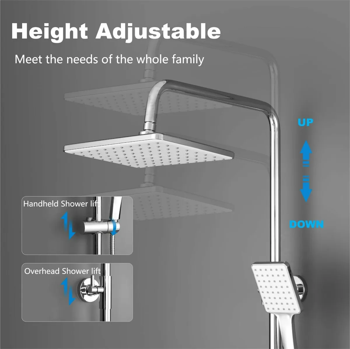 Thermostatic Shower Mixer SetOverhead Rainfall Sho - Image 3