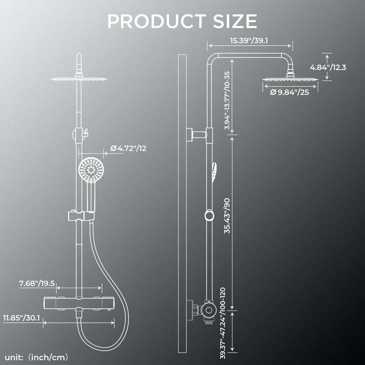 Thermostatic Shower Mixer SetStainless Steel Bar S - Image 2