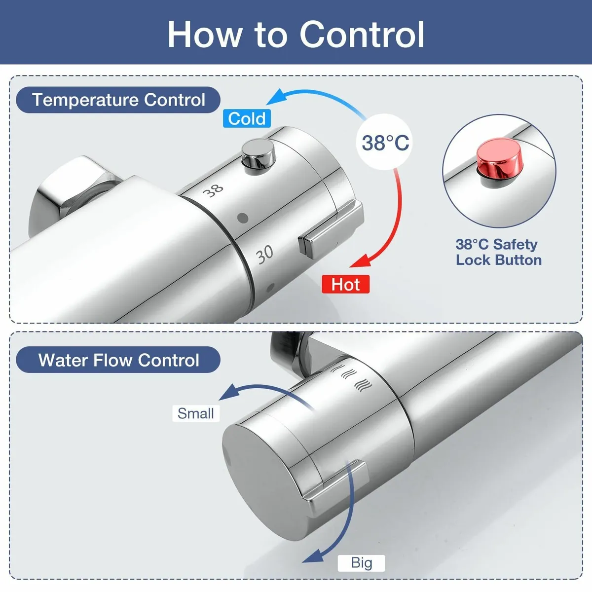Thermostatic Shower Mixer Exposed Taps Valve Anti - Image 4