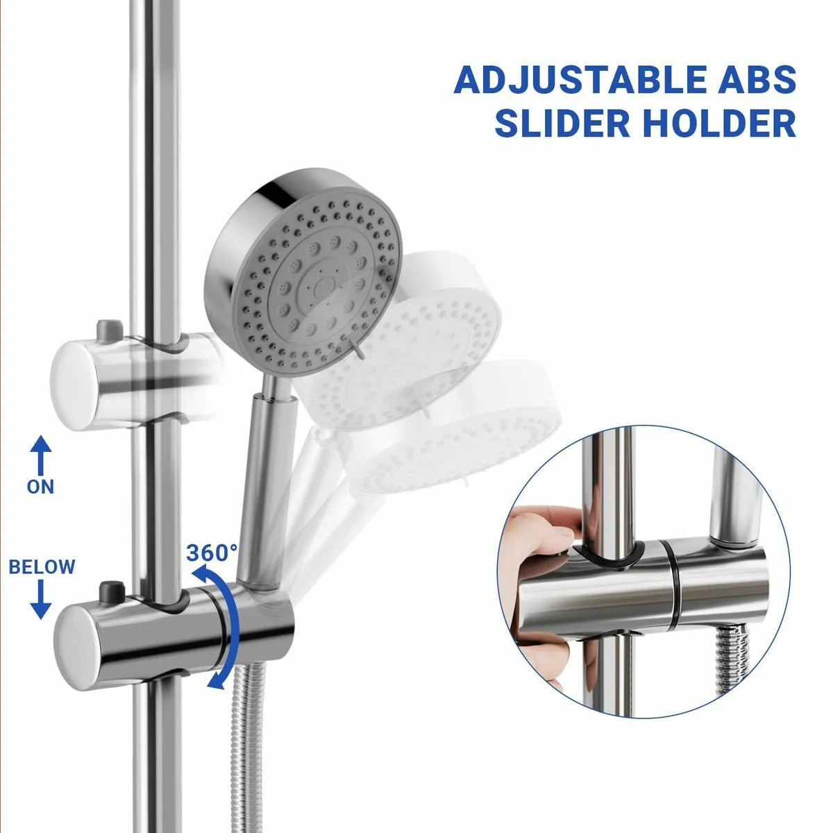 Shower Mixer Set Height Adjustable System 5 Jet Ty - Image 4