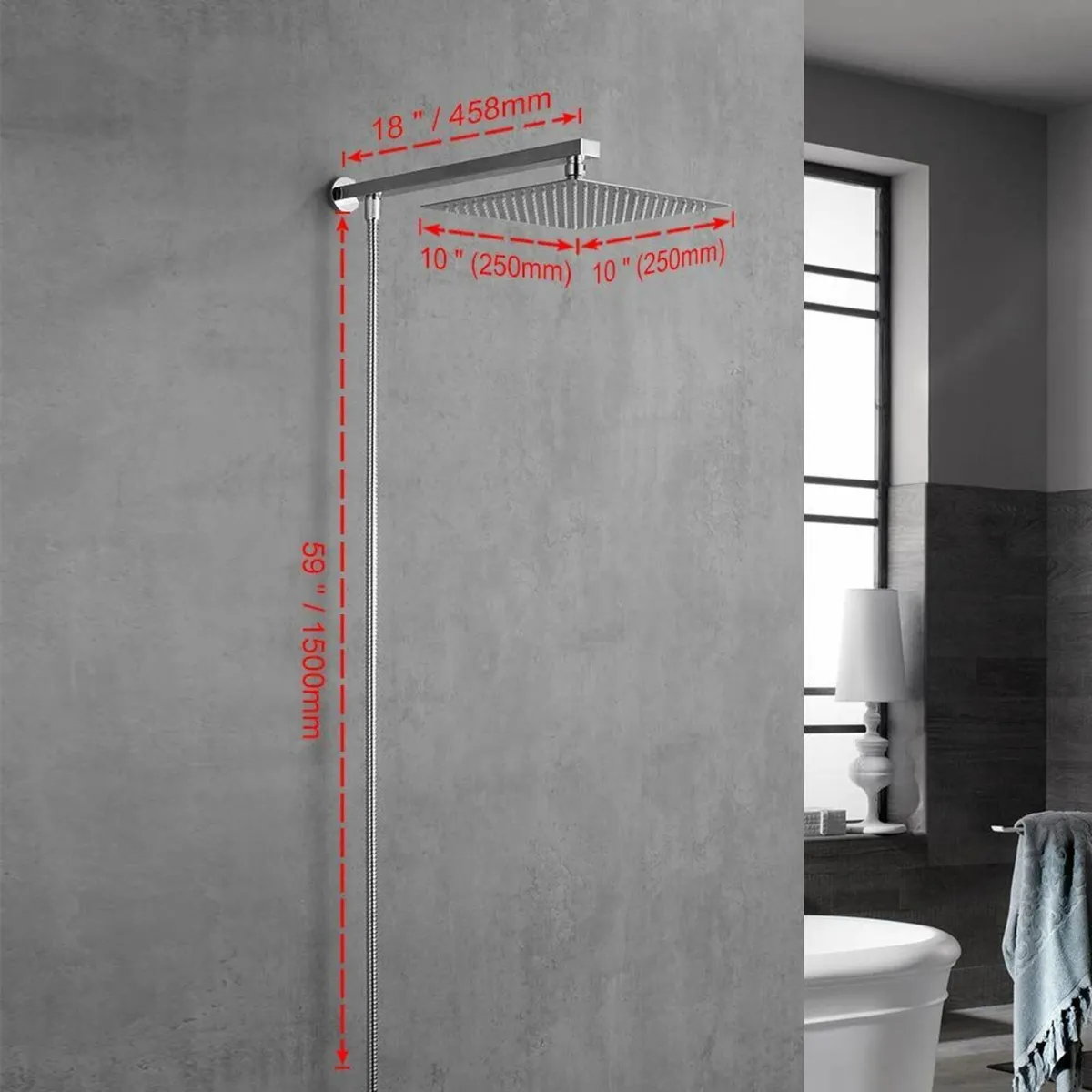 G7007 10 Inch Rainfall Shower Head and Hose Set Ar - Image 2