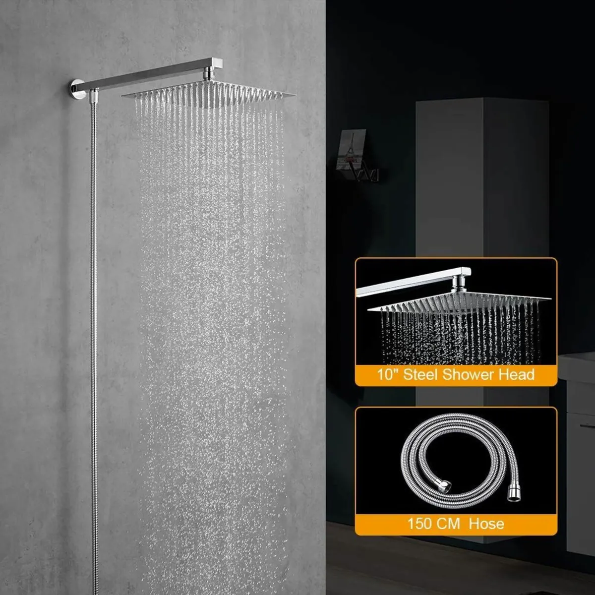 G7007 10 Inch Rainfall Shower Head and Hose Set Ar - Image 3
