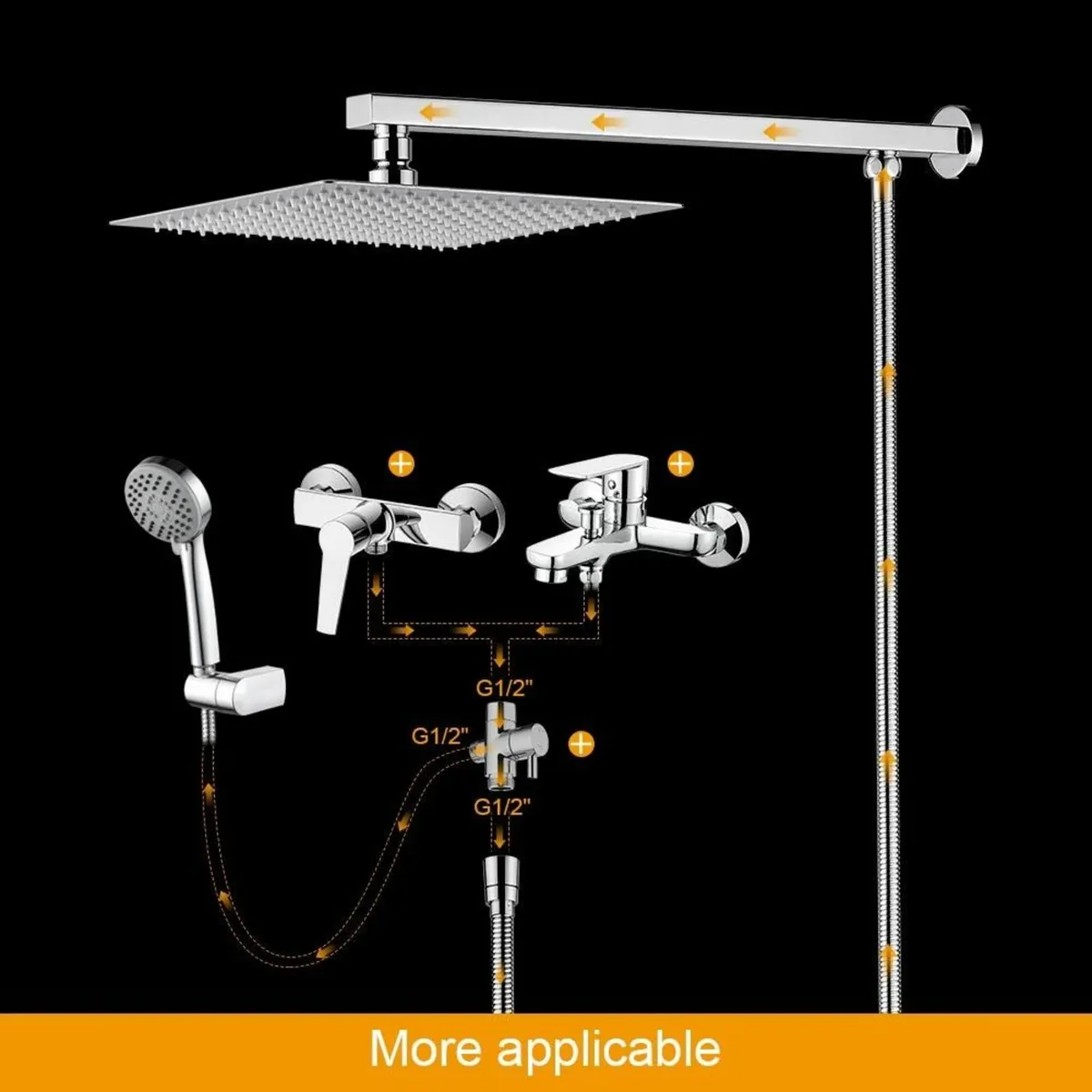 G7007 10 Inch Rainfall Shower Head and Hose Set Ar - Image 4