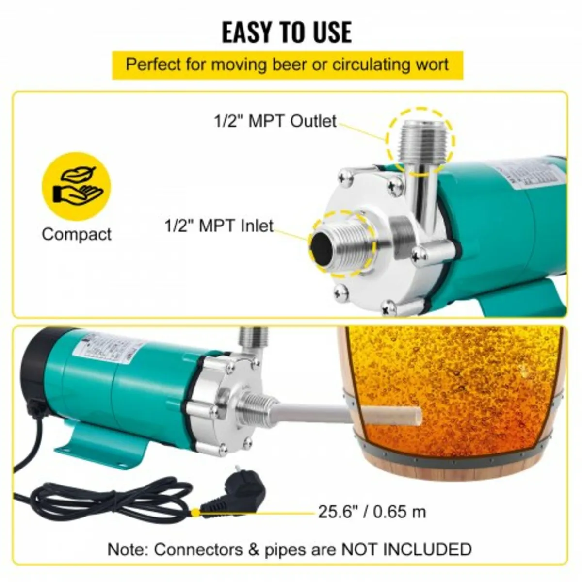 Magnetic Beer Pump with Food MP-15RP Grade Well Pu - Image 2