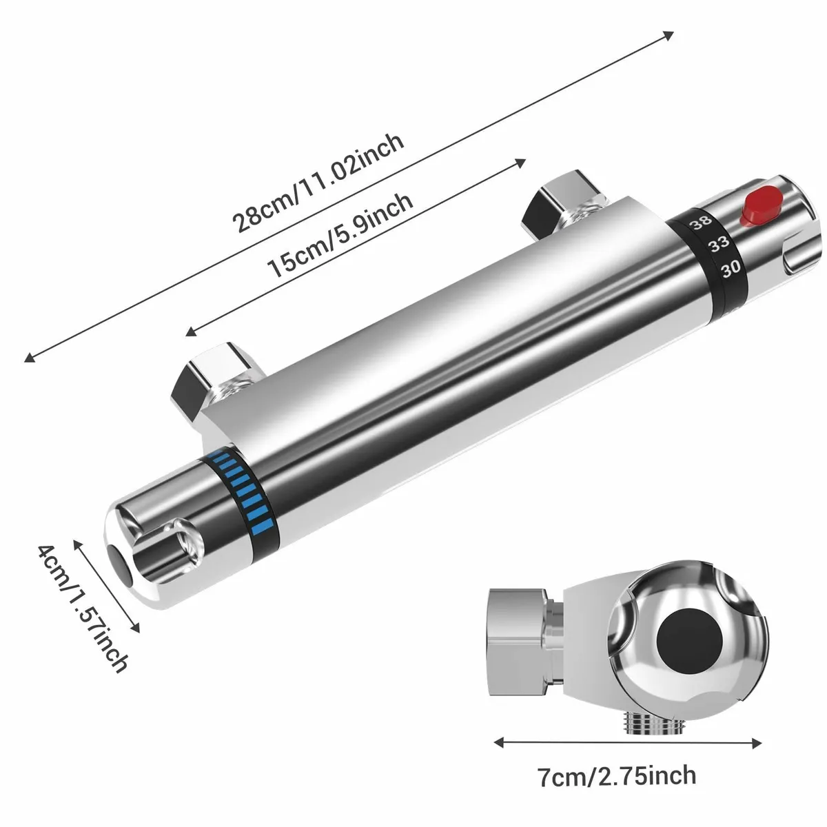 Thermostatic Shower Mixer Bar Round Wall Mounted B - Image 2