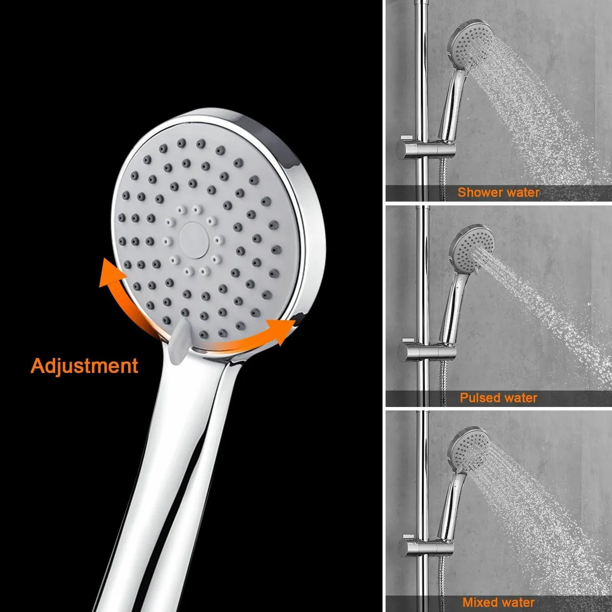 COLUMNAS-G7005 Modern Chrome Shower Riser Rail Mix - Image 3