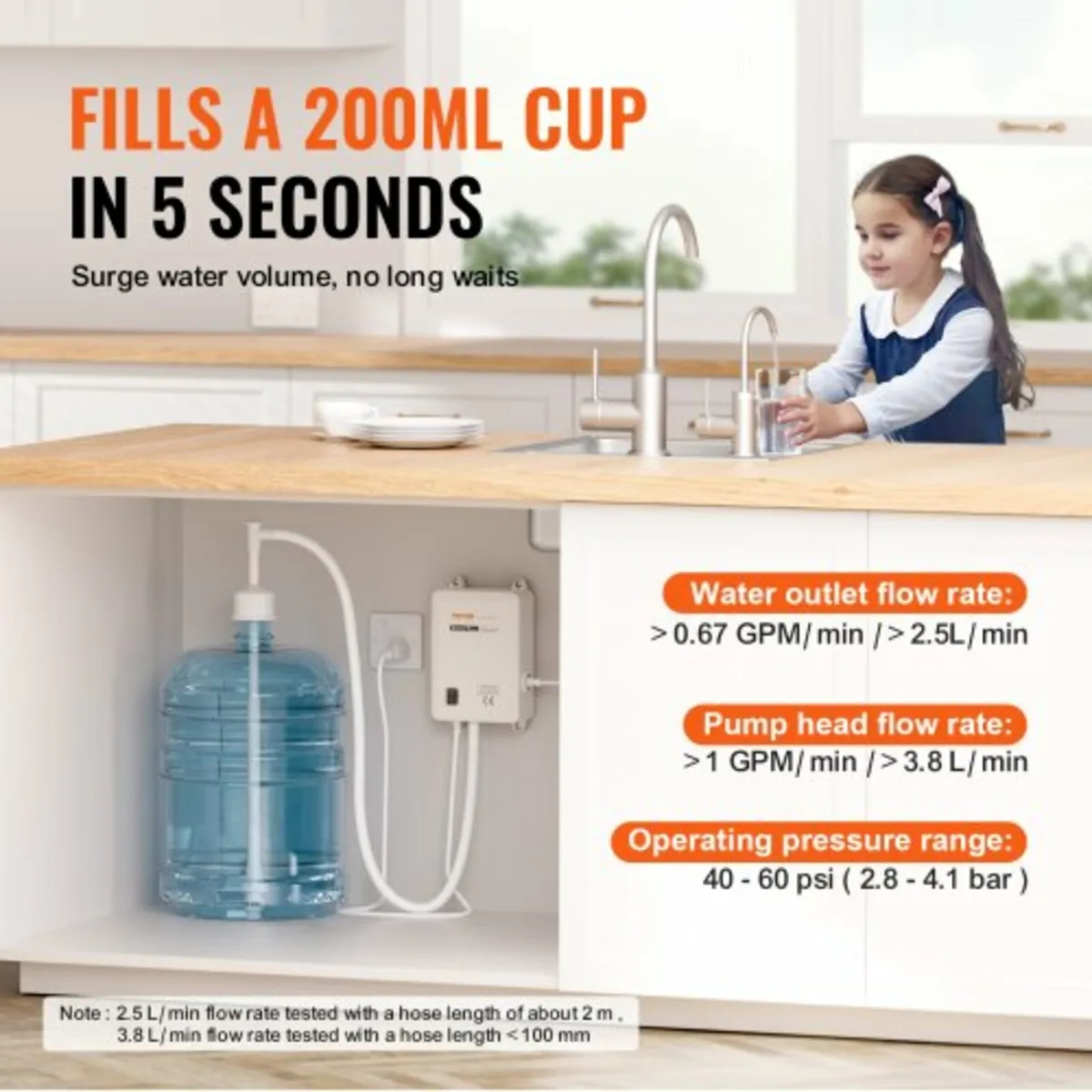 Water Bottle Pump System 3.8 L/min 40 Psi Water Di - Image 2