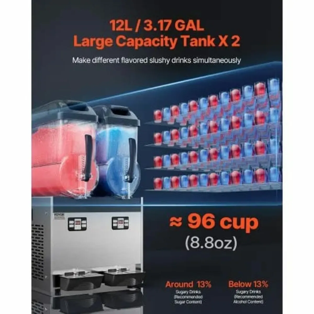 Commercial Slushy Machine, 12Lx2 Double Tank Froze - Image 3