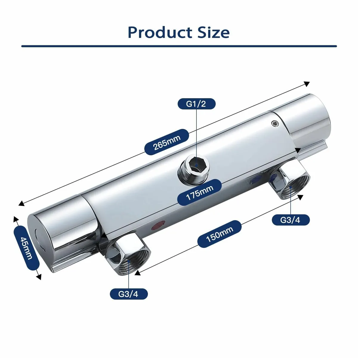 Chrome Thermostatic Shower Mixer Round Wall Mounte - Image 3