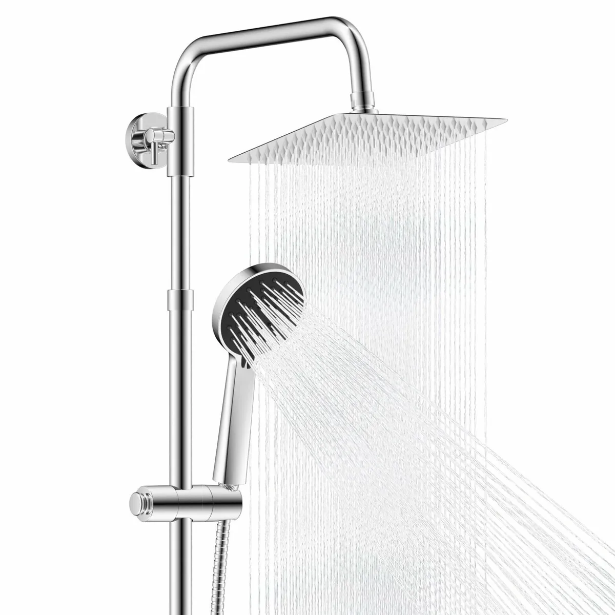 All Metal Rainfall Shower Set 3 Modes Handheld Hea - Image 1