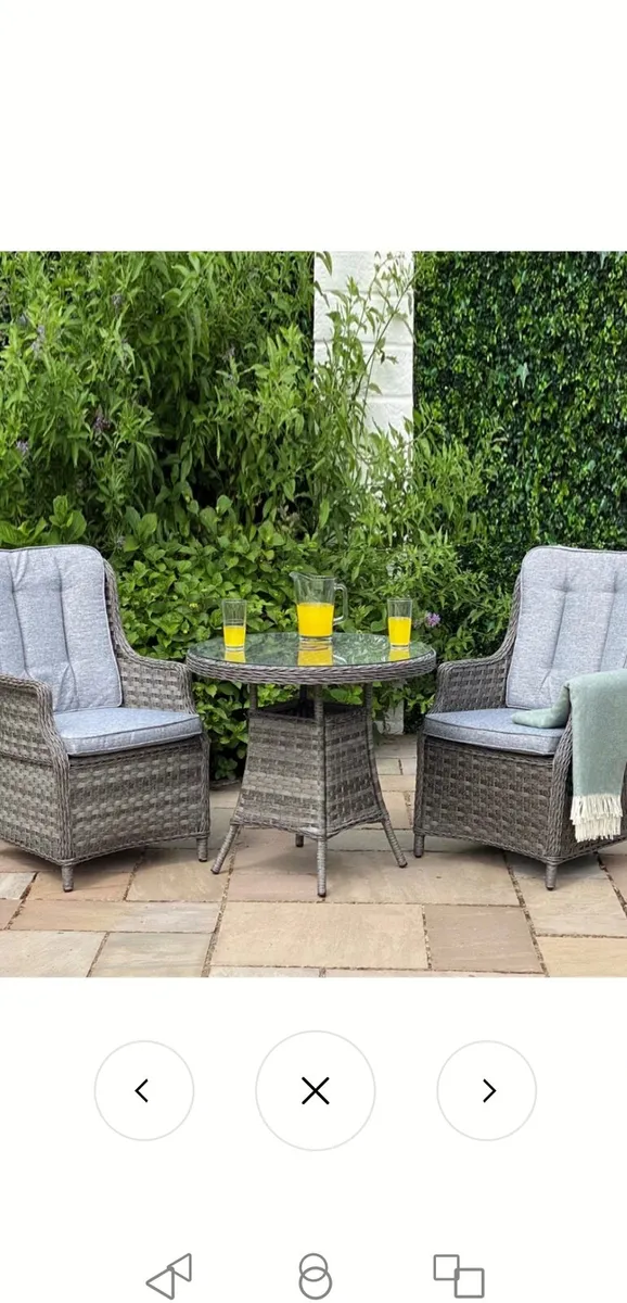 Brand New Dark Grey Rattan Chairs x 3  + Table - Image 2