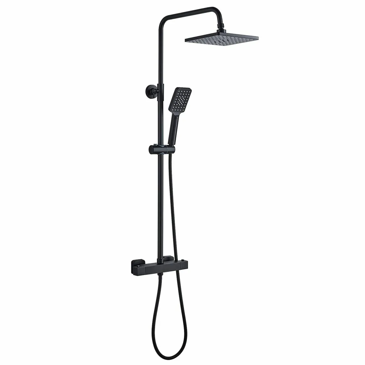 Thermostatic Shower Mixer Set Matte Black Square 3 - Image 1