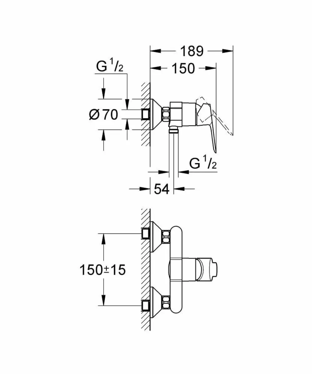 BauEdge Single Lever Shower Mixer Valve ONLY Chrom - Image 3