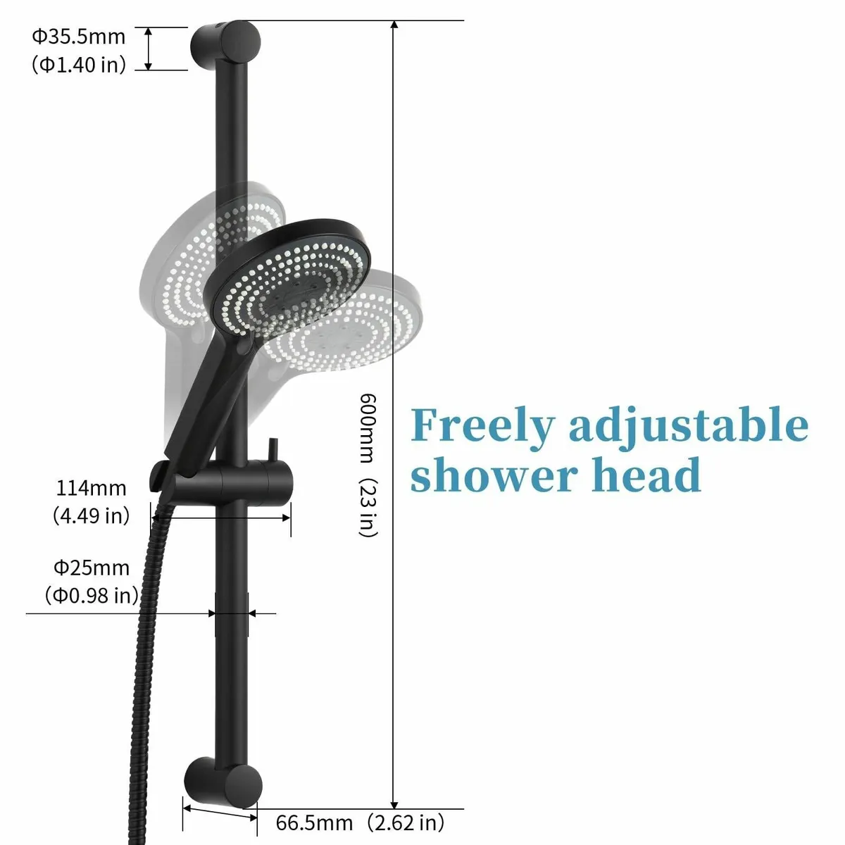 Shower Slide Bar 6 Modes Head Set 1.5m Stainless S - Image 2