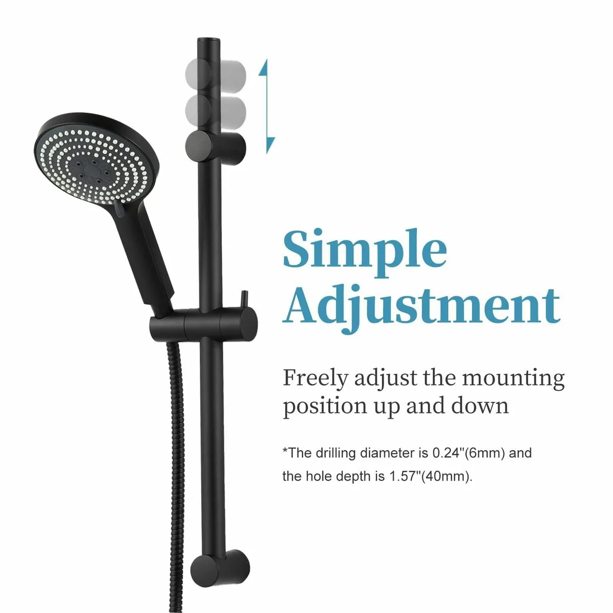 Shower Slide Bar 6 Modes Head Set 1.5m Stainless S - Image 4