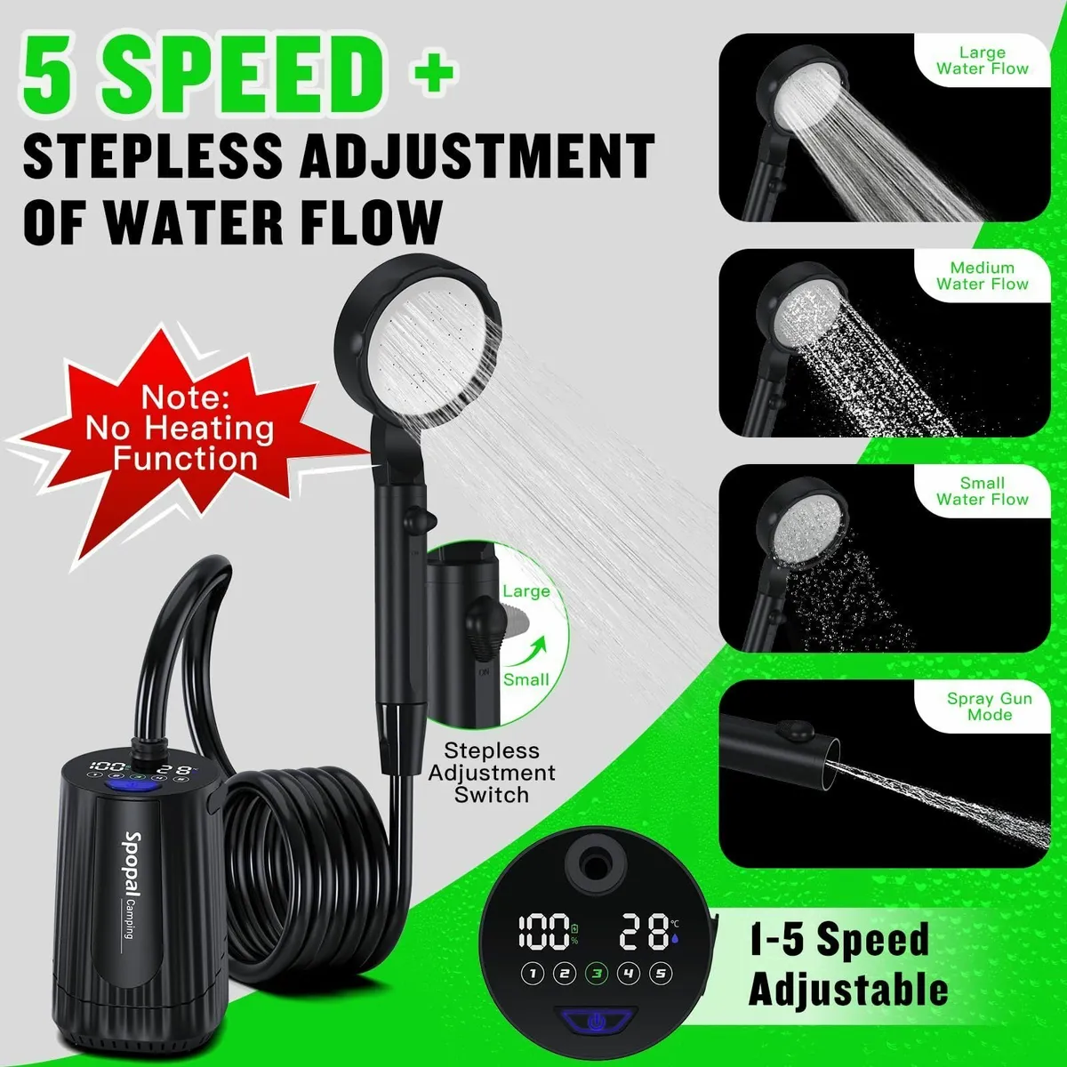 Portable Shower for Camping [10000mAh][LED Display - Image 3