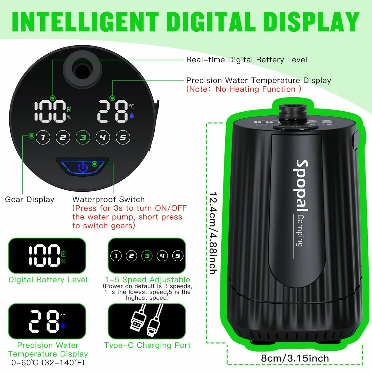 Portable Shower for Camping [10000mAh][LED Display - Image 4