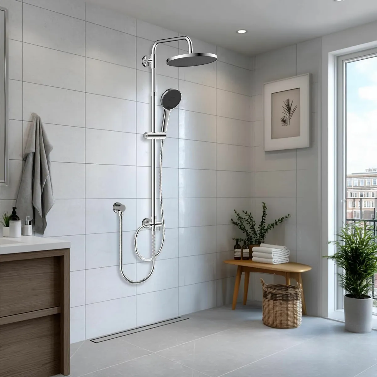 Adjustable Shower Riser Rail Kit 10 Self-Cleaning - Image 1