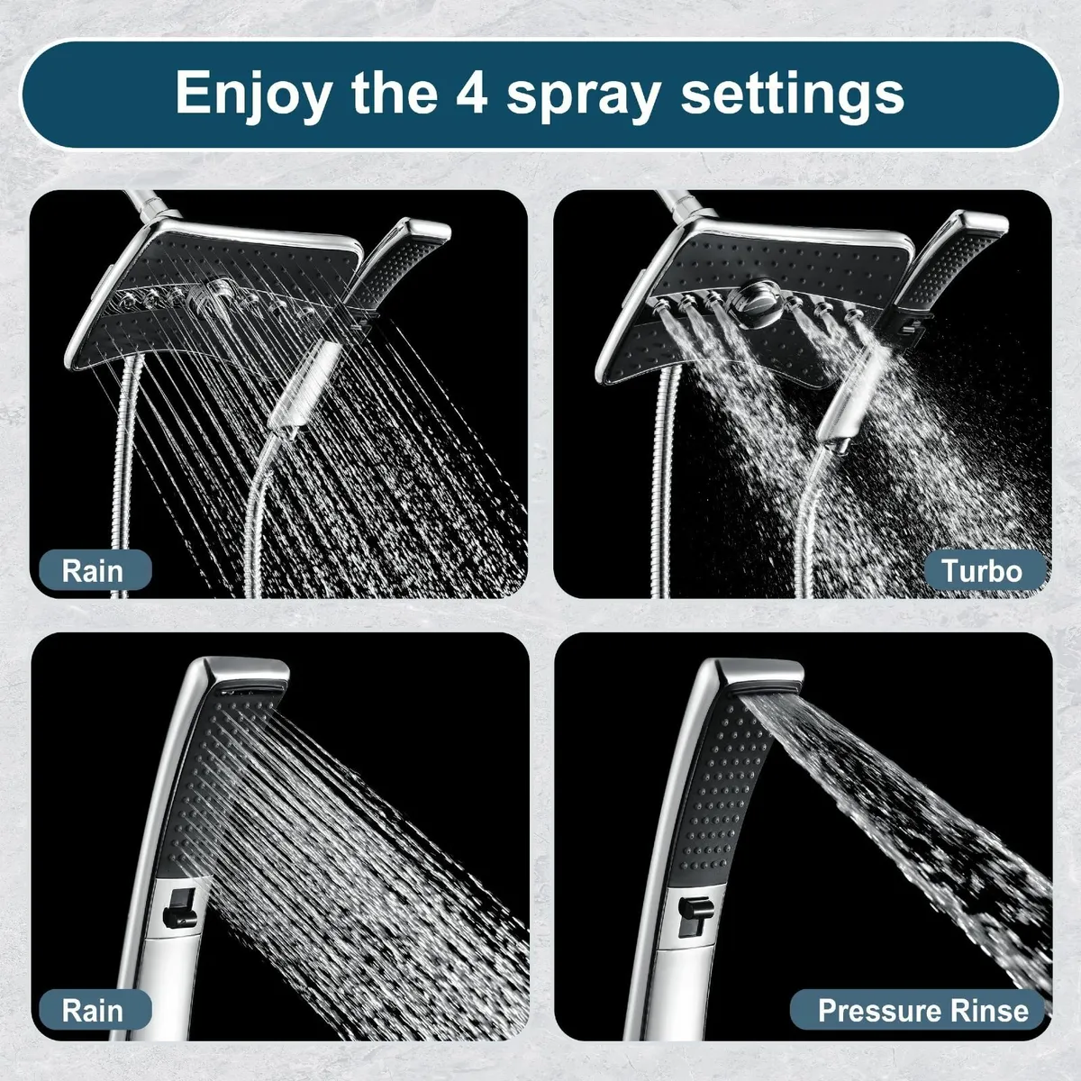 Dual Shower Head Combo Set Handheld Showerhead Rai - Image 2