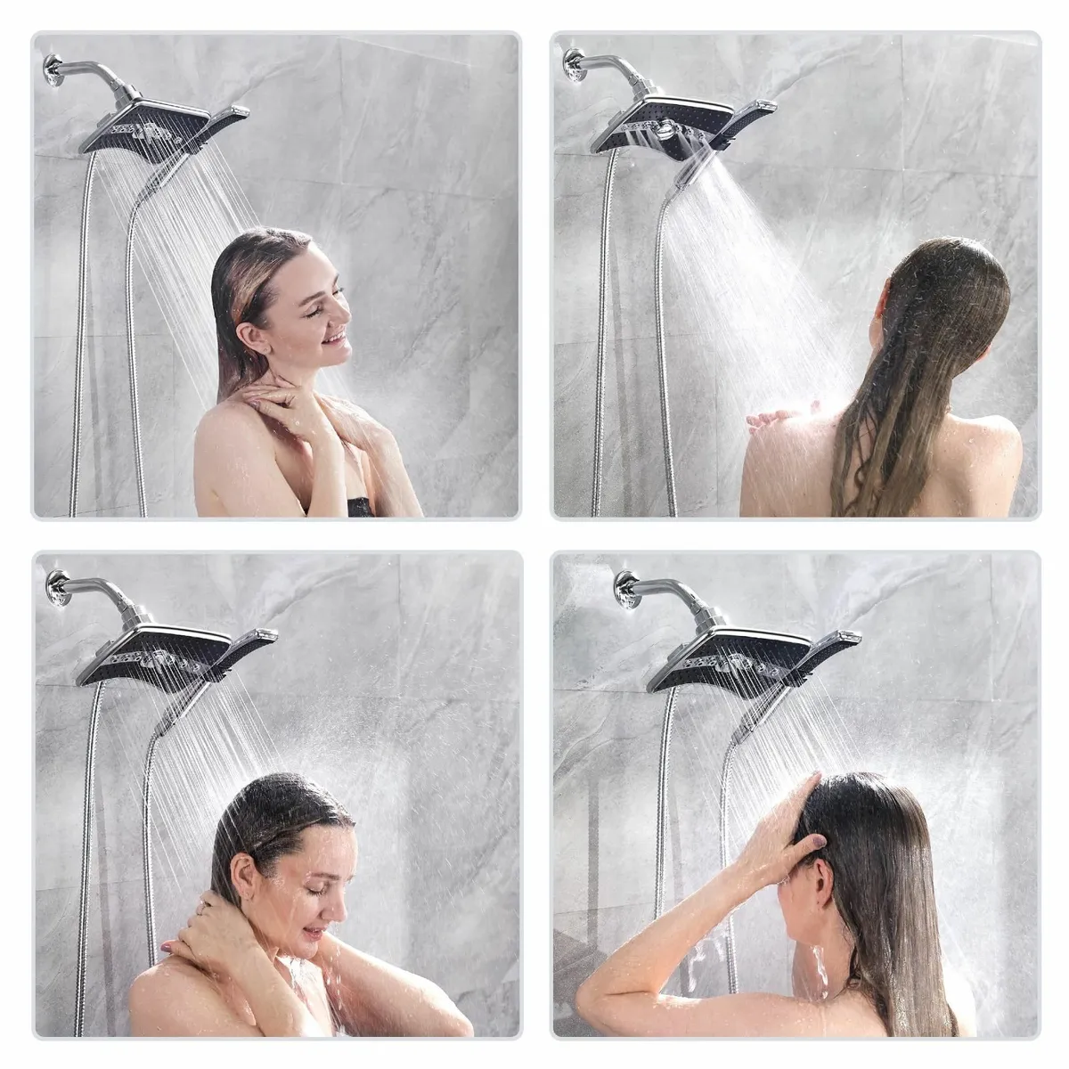 Dual Shower Head Combo Set Handheld Showerhead Rai - Image 3