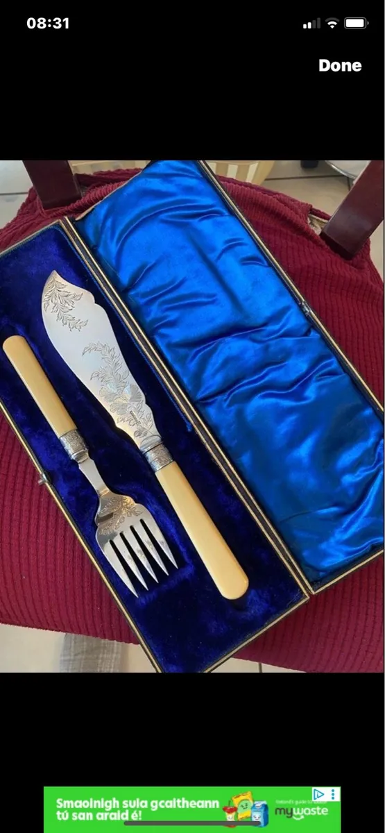 Antique Bone Handle Fish Servers - Image 1