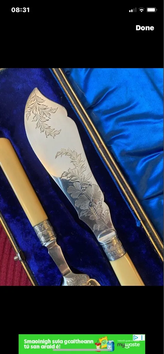 Antique Bone Handle Fish Servers - Image 2
