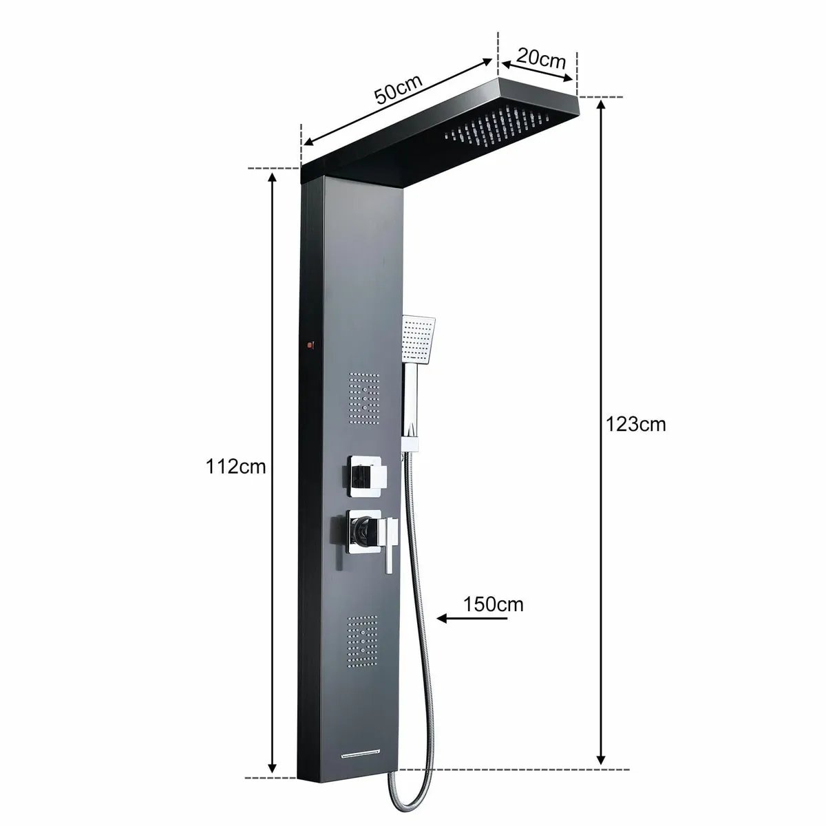 Black Shower Panel Tower System LED 5 in 1 Overhea - Image 2