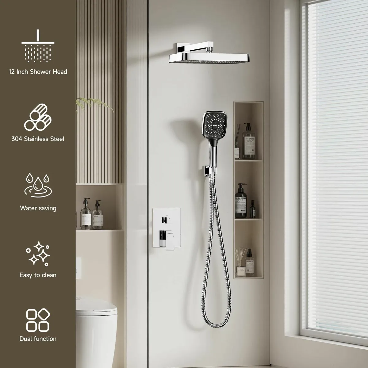 Concealed Shower Mixer Set 2-Outlet Brass System 1 - Image 2