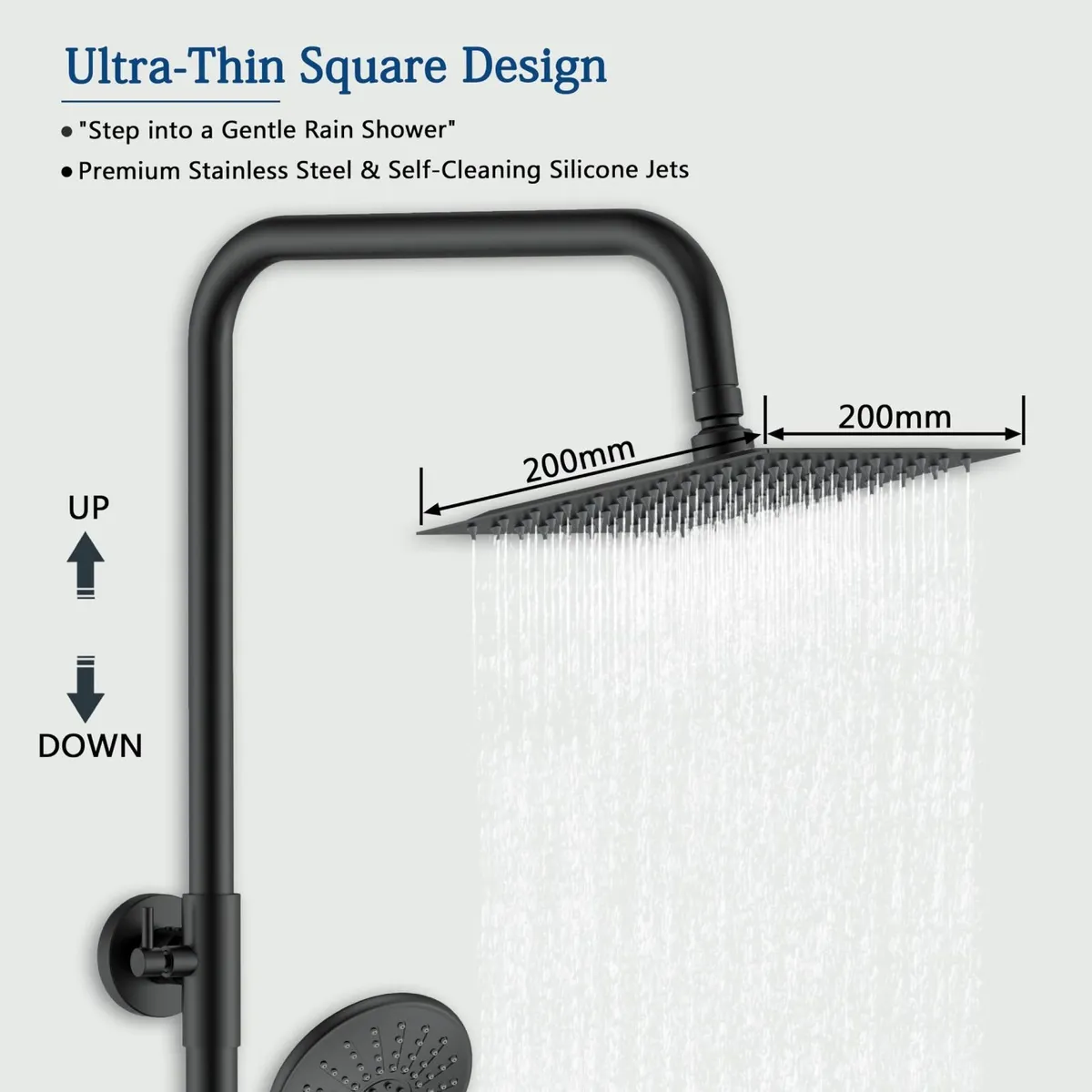 Black Thermostatic Shower Mixer Set | Dual Heads 8 - Image 3