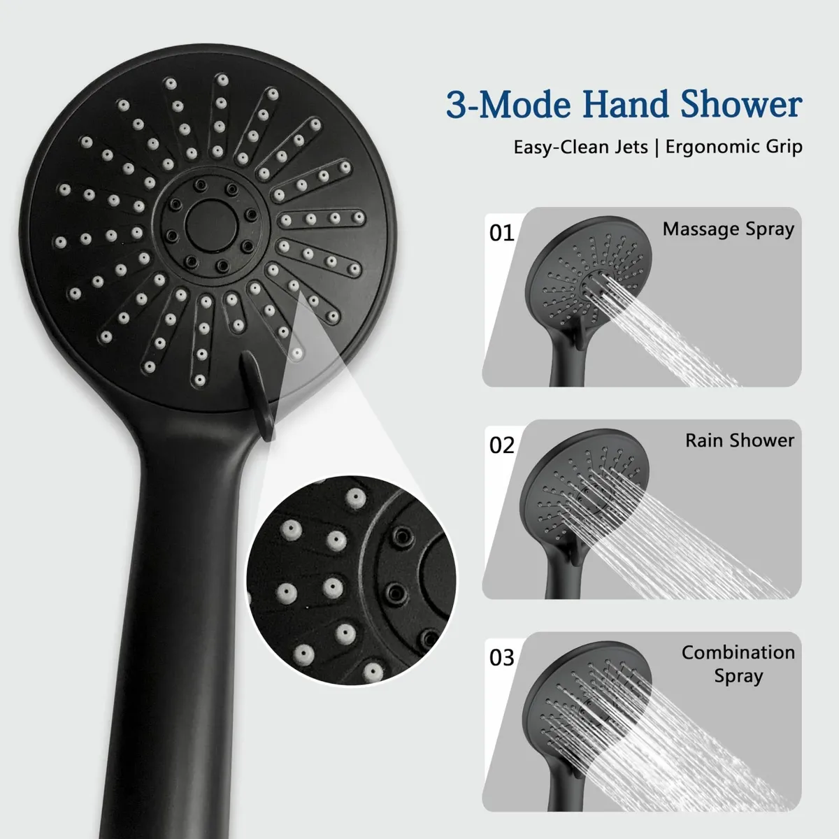 Black Thermostatic Shower Mixer Set | Dual Heads 8 - Image 4