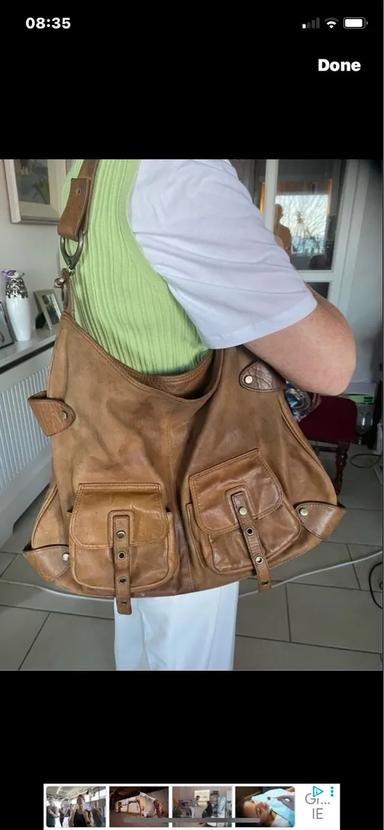 Large Cortefiel Leather Shoulder Bag - Image 1